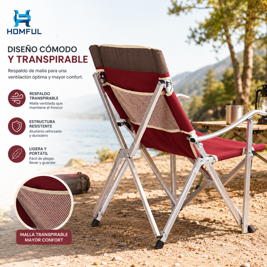 HOMFUL Silla plegable portátil de aluminio para camping y playa