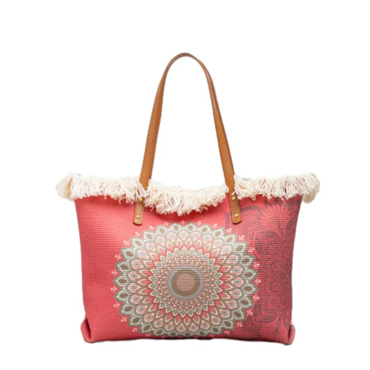 Bohemian Ethnic Style Tassel Printed Canvas Commuter Shoulder Bag Large Capacity Women Bag Sehe Fashion