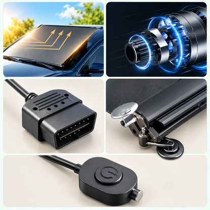 13016 Parasol eléctrico inteligente y retráctil; cortina de despliegue automático con un solo toque, protección solar, aislamiento térmico y bloqueo de rayos UV (material de PVC).