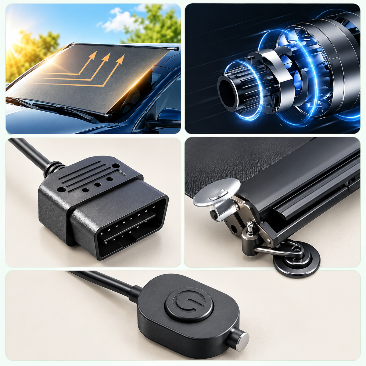 17516 Parasol retráctil automático para parabrisas, mecanismo de apertura con un solo toque, ajuste a medida para varios modelos de automóvil; protección solar práctica y eficiente.