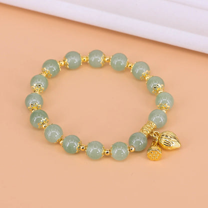 Gold Color for Women'S Hetian Jade Bracelet Leaves Double Layer Jewelry Girls Gifts Dropshipping
