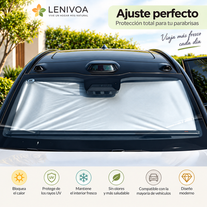 16516 Parasol retráctil eléctrico inteligente para parabrisas: visera frontal con elevación automática de un solo toque, aislamiento térmico y protección UV (universal).