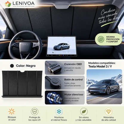 16516 Parasol retráctil eléctrico inteligente para parabrisas: visera frontal con elevación automática de un solo toque, aislamiento térmico y protección UV (universal).