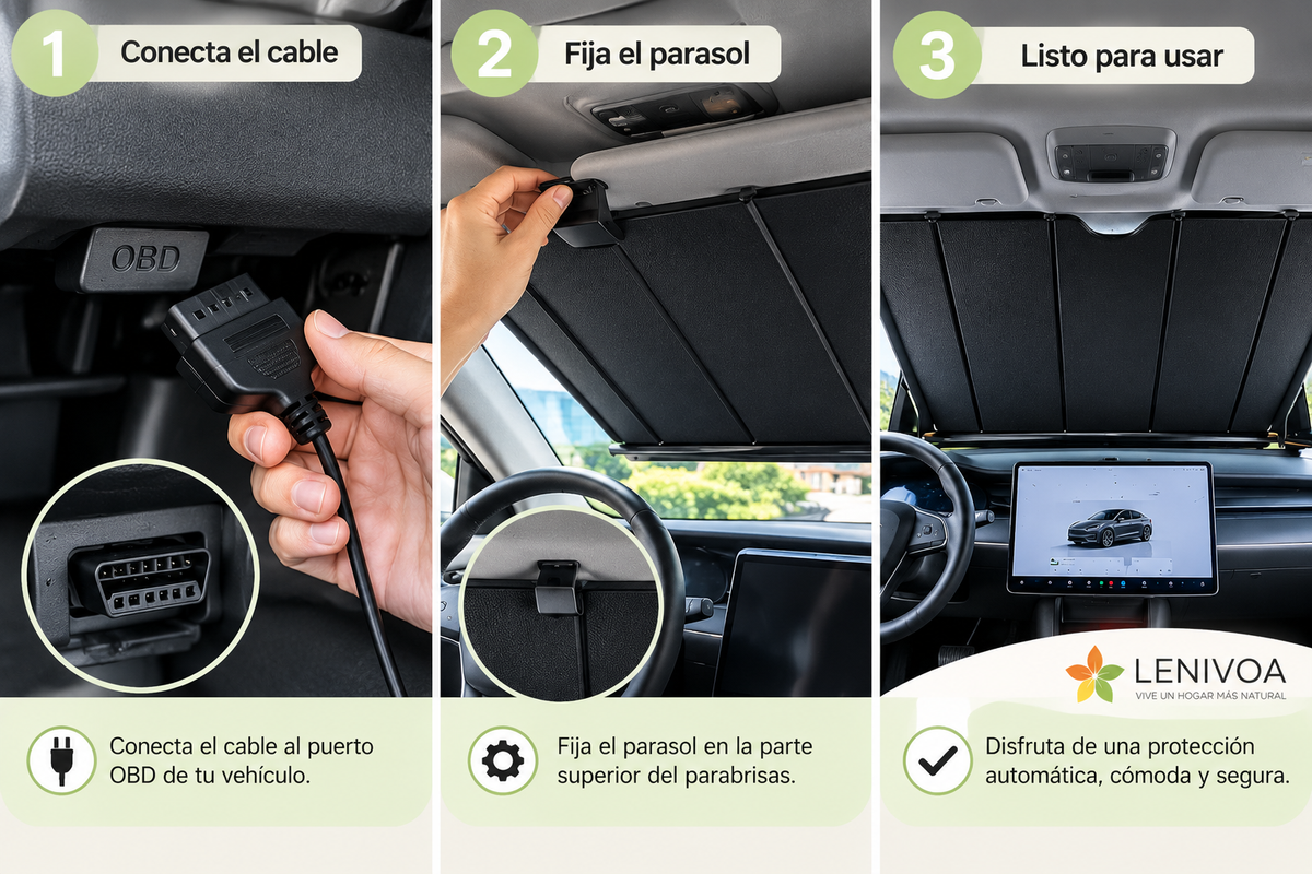 16516 Parasol retráctil eléctrico inteligente para parabrisas: visera frontal con elevación automática de un solo toque, aislamiento térmico y protección UV (universal).