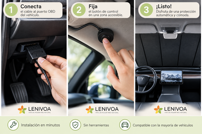 16516 Parasol retráctil eléctrico inteligente para parabrisas: visera frontal con elevación automática de un solo toque, aislamiento térmico y protección UV (universal).