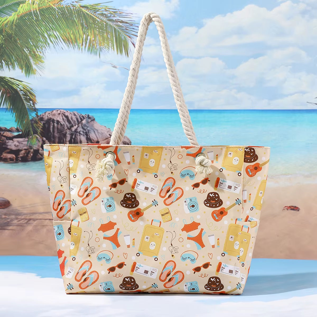 Woman'S Tote Bag - Large Casual Beach Shoulder Bag, Fashionable & Simple Design for Summer Travel, Shopping and Daily Use
