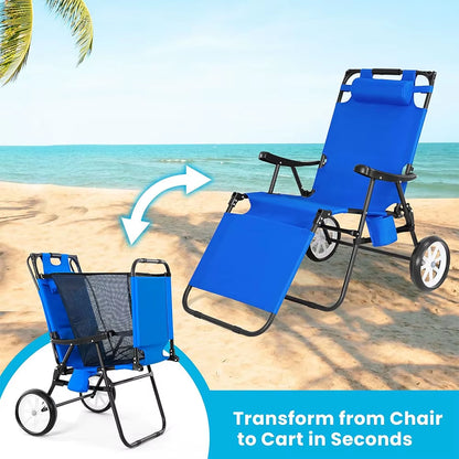 Bestex High Quality Aluminum Portable Camping Beach Chair Cart with Sun Canopy Parasol Folding Summer Beach Chair with Wheels