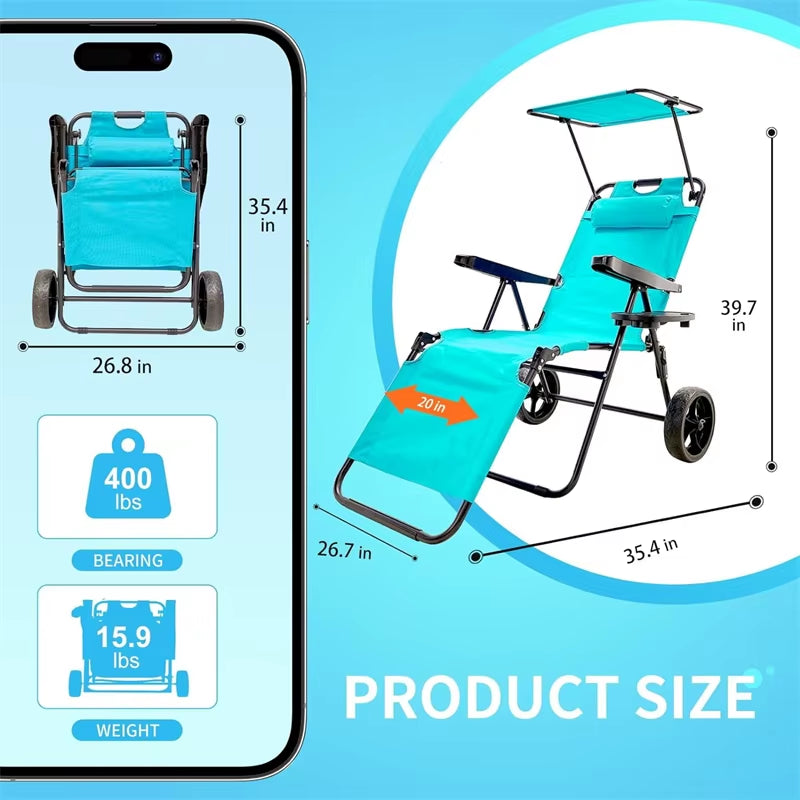 Foldable Lounge Backyard Pool Picnic Folding Beach Cart Chairs