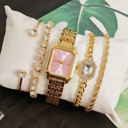LP43 Wholesale Gift Set Fashion Square Ladies Watch Stainless Steel Women Wristwatch Luxury Casual Dress Watches without Box