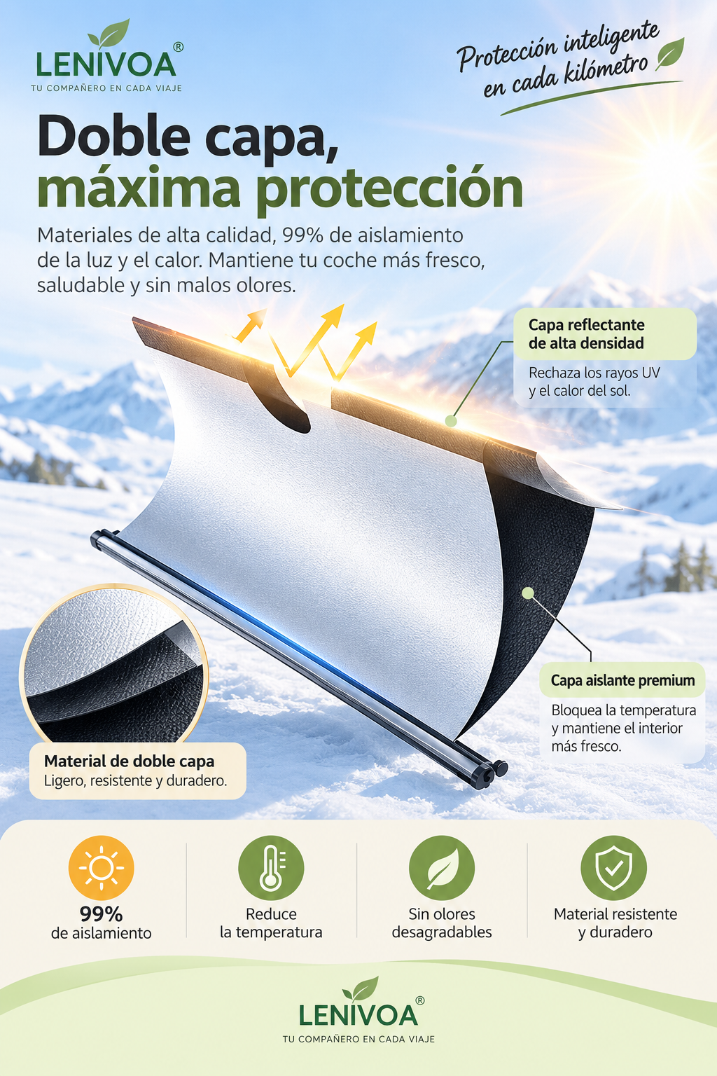 4651 Parasol eléctrico retráctil para parabrisas de Buick Regal con aislamiento térmico
