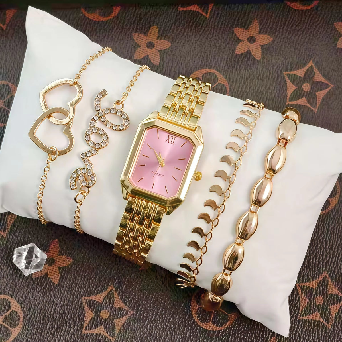 LP43 Wholesale Gift Set Fashion Square Ladies Watch Stainless Steel Women Wristwatch Luxury Casual Dress Watches without Box