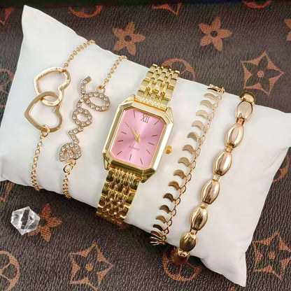 LP43 Wholesale Gift Set Fashion Square Ladies Watch Stainless Steel Women Wristwatch Luxury Casual Dress Watches without Box