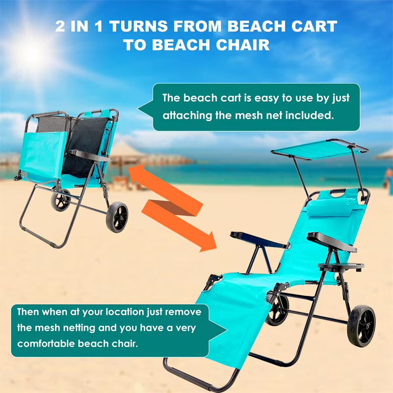 Foldable Lounge Backyard Pool Picnic Folding Beach Cart Chairs