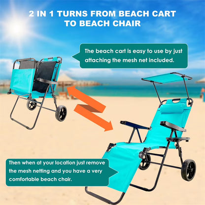 Foldable Lounge Backyard Pool Picnic Folding Beach Cart Chairs