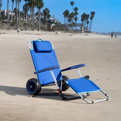 Bestex High Quality 2-In-1 Beach Day Folding Lounge Chair+Cargo Cart for Outdoors Sunbathing | Sun Chair Tanning Chair Portable