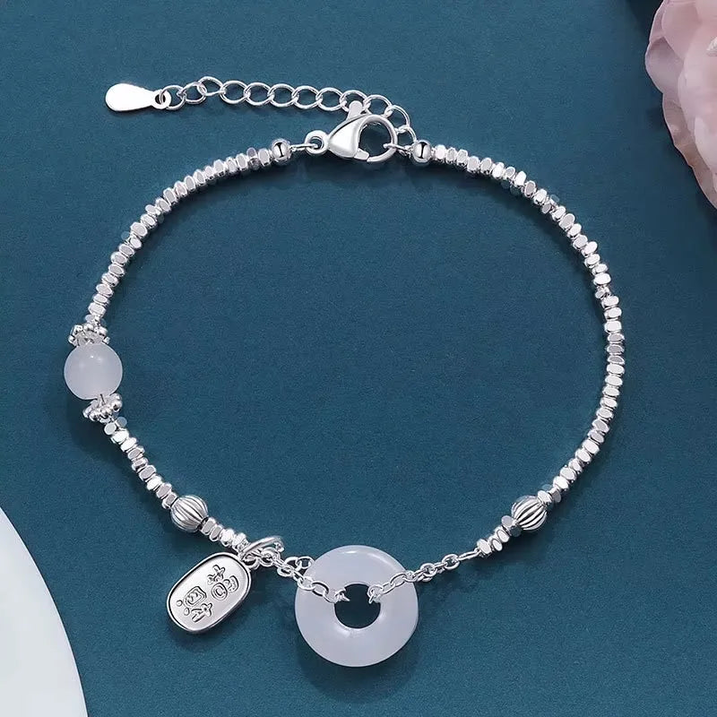 Gold Color for Women'S Hetian Jade Bracelet Leaves Double Layer Jewelry Girls Gifts Dropshipping