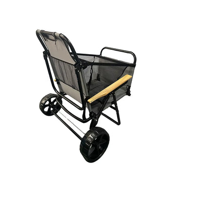 Portable Iron Camping Beach Chair Cart with Sun Canopy Parasol Folding Wheels for Bedroom & Dining