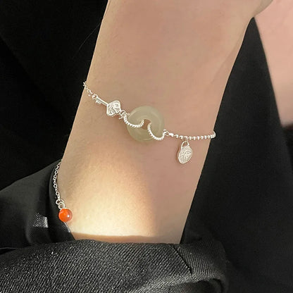 Gold Color for Women'S Hetian Jade Bracelet Leaves Double Layer Jewelry Girls Gifts Dropshipping