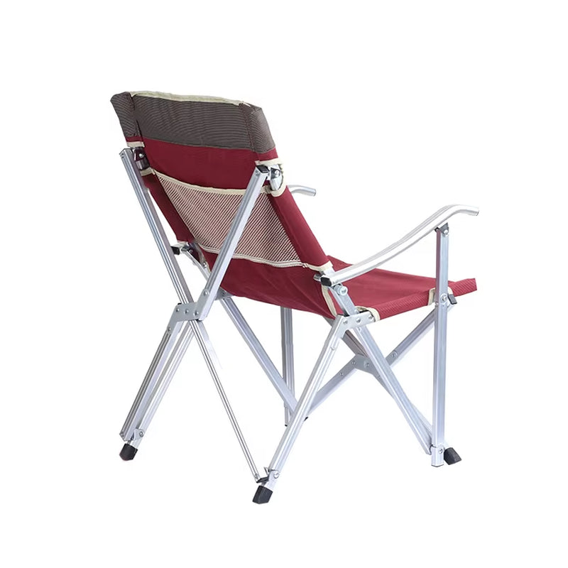HOMFUL Outdoor Portable Aluminum Folding Camping Chair Wood Armrest Folding Beach Chair
