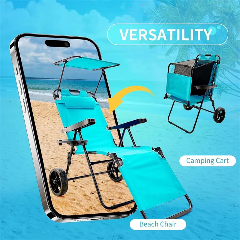 Foldable Lounge Backyard Pool Picnic Folding Beach Cart Chairs