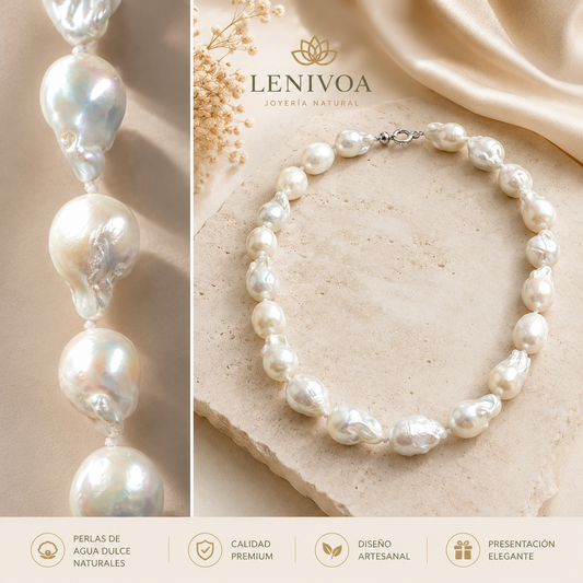 Collar de perlas barrocas grandes de agua dulce