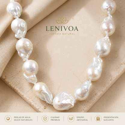 Collar de perlas barrocas grandes de agua dulce