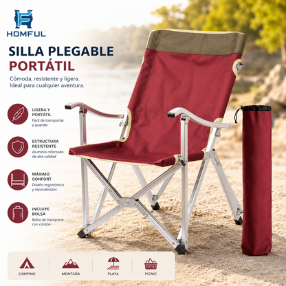 HOMFUL Silla plegable portátil de aluminio para camping y playa