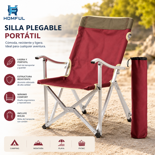 HOMFUL Silla plegable portátil de aluminio para camping y playa