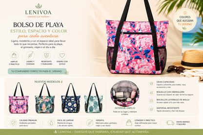 Bolso de Playa Grande con Cremallera – 25 Diseños Disponibles