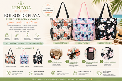 Bolso de Playa Grande con Cremallera – 25 Diseños Disponibles