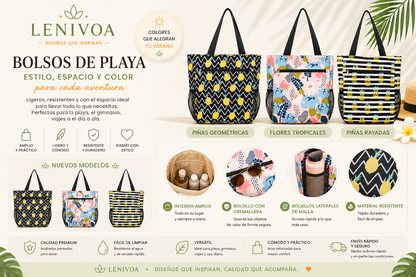 Bolso de Playa Grande con Cremallera – 25 Diseños Disponibles
