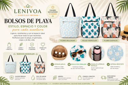 Bolso de Playa Grande con Cremallera – 25 Diseños Disponibles