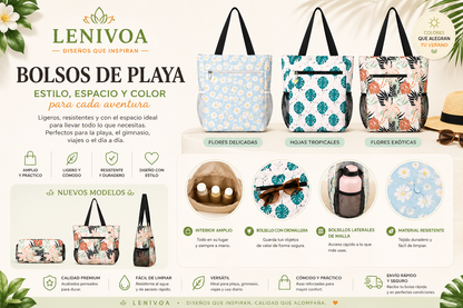 Bolso de Playa Grande con Cremallera – 25 Diseños Disponibles