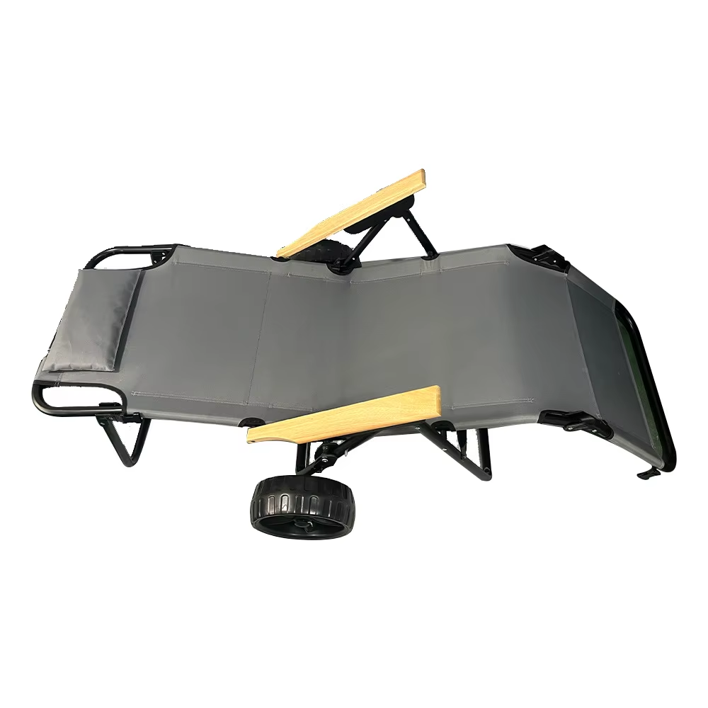 Portable Iron Camping Beach Chair Cart with Sun Canopy Parasol Folding Wheels for Bedroom & Dining