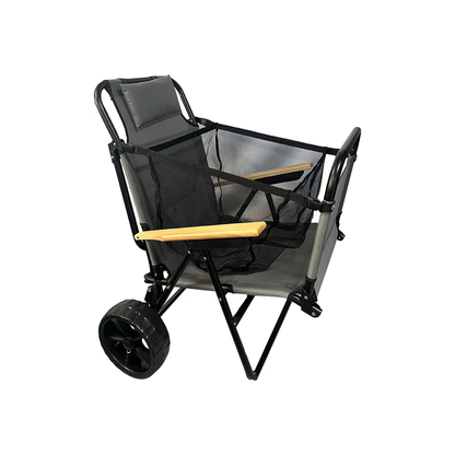 Portable Iron Camping Beach Chair Cart with Sun Canopy Parasol Folding Wheels for Bedroom & Dining