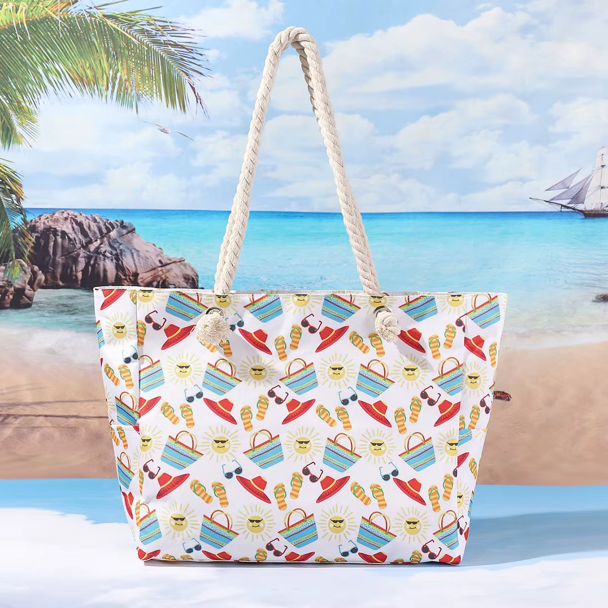 Woman'S Tote Bag - Large Casual Beach Shoulder Bag, Fashionable & Simple Design for Summer Travel, Shopping and Daily Use