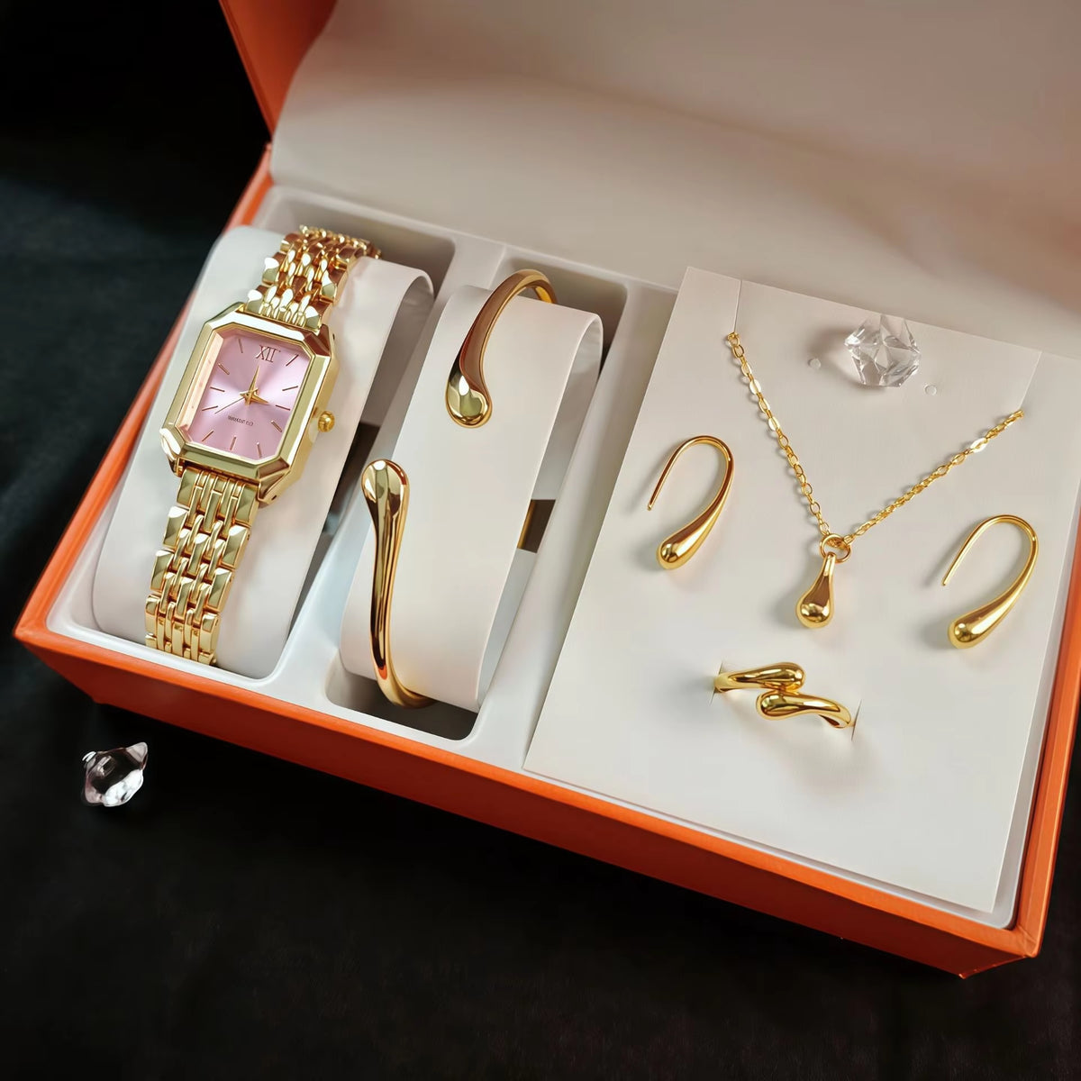 LP43 Wholesale Gift Set Fashion Square Ladies Watch Stainless Steel Women Wristwatch Luxury Casual Dress Watches without Box