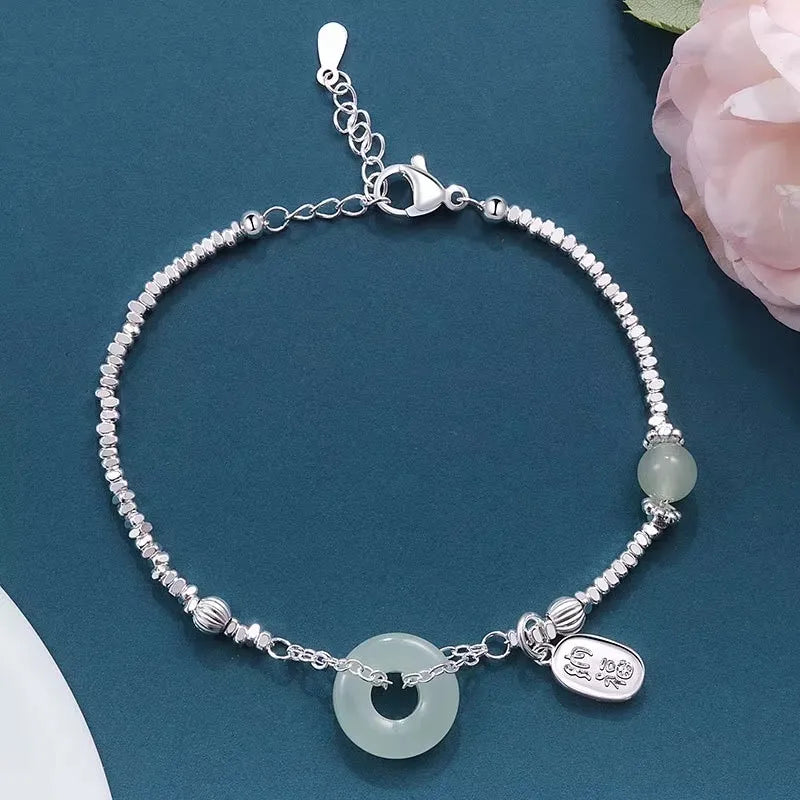 Gold Color for Women'S Hetian Jade Bracelet Leaves Double Layer Jewelry Girls Gifts Dropshipping