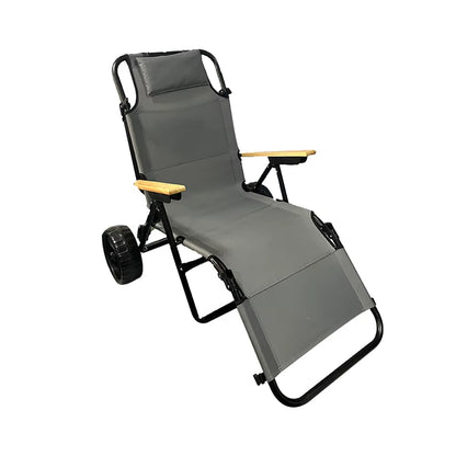 Portable Iron Camping Beach Chair Cart with Sun Canopy Parasol Folding Wheels for Bedroom & Dining