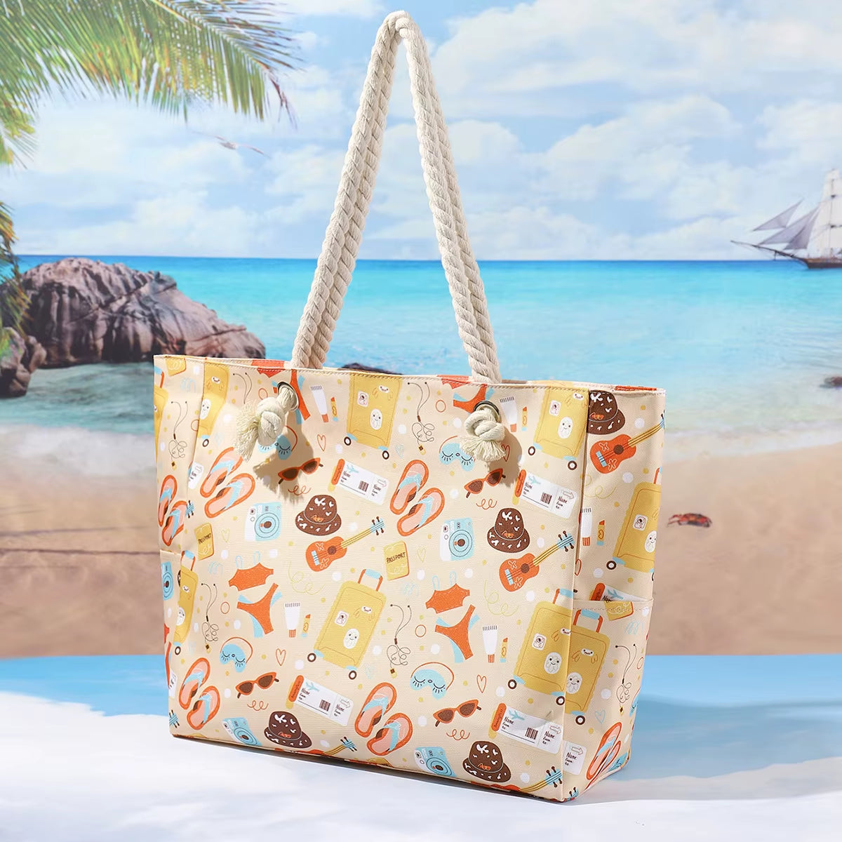 Woman'S Tote Bag - Large Casual Beach Shoulder Bag, Fashionable & Simple Design for Summer Travel, Shopping and Daily Use