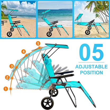 Foldable Lounge Backyard Pool Picnic Folding Beach Cart Chairs